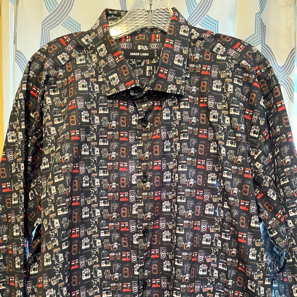 Brand:  Jared Lang long sleeve graphic designer shirt.